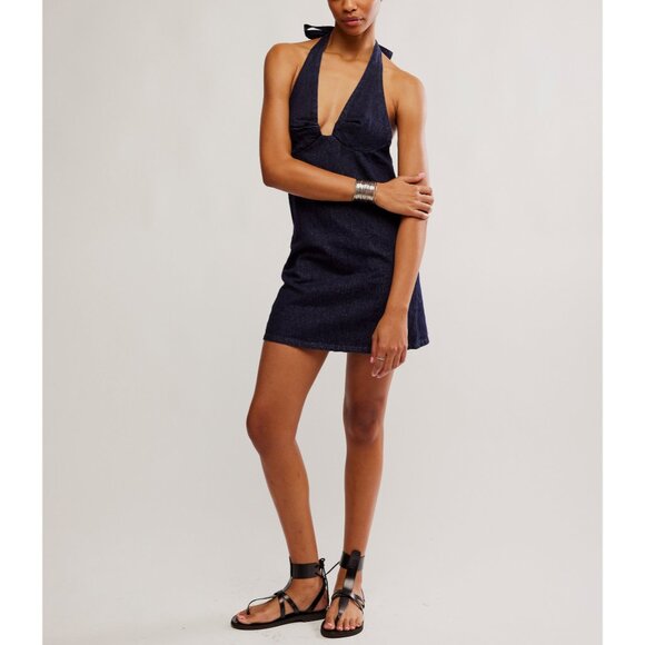 FREE PEOPLE Trevi Denim Mini Dress / Rinse - Picture 12 of 14